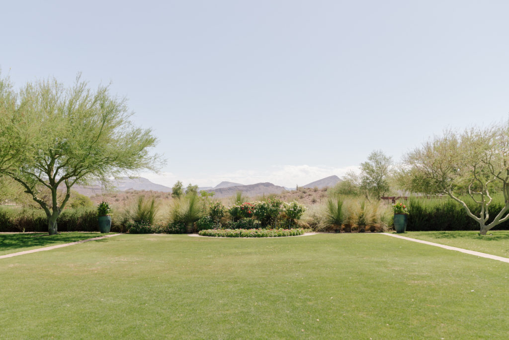 Wedding ceremony lawn with a mountain view at Anthem Golf & Country Club in Arizona.